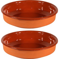 2x Terracotta tapas ovenschaal/serveerschaal 32 cm - Snack en tapasschalen