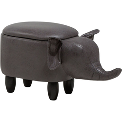 Beliani ELEPHANT - Dierenhocker-Donkere houtkleur-Kunstleer
