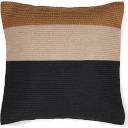 Kave Home - Kussenhoes Saigua van 100% PET met zwarte en bruine strepen 45 x 45 cm