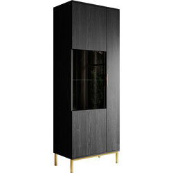 Meubella - Vitrinekast Ponchi - Zwart eiken - 70 cm