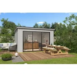 Outdoor Life blokhut Pernilla platinum grey, 385 x 295 cm