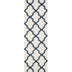 Safavieh Trellis Indoor Hand Tufted Area Rug, Cambridge Collection, CAM121, in Ivory & Navy, 76 X 244 cm