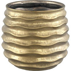 PTMD Lodas Ronde Bloempot - H19 x Ø22 cm - Keramiek - Goud