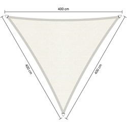 Compleet pakket: Shadow Comfort driehoek 4x4x4m Arctic White met RVS Bevestegingsset en Buitendoekreiniger