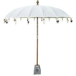 Balinese Parasol houten steel rond 250 cm creme