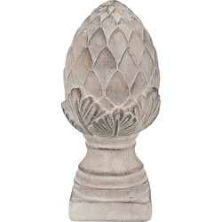 Clayre & Eef Decoratie Beeld Dennenappel Ø 12x26 cm Grijs Steen