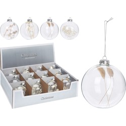 5 stuks! Kerstbal 100 mm glas met deco