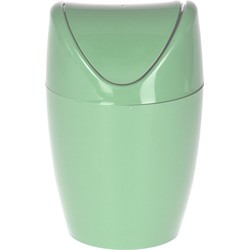 Mini prullenbakje - groen - kunststof - keuken aanrecht model - 1,5 Liter - 12 x 17 cm - Prullenbakken