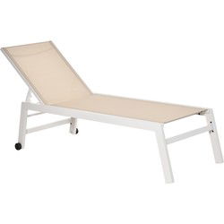 4goodz Outsunny ligbed verstelbaar aluminium 190 cm - crème wit