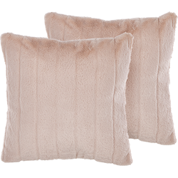 PUMILA  - Sierkussen set van 2 - Pastelroze - 45 x 45 cm - Polyester