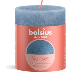 Rustiek stompkaars sunset 80 x 68 mm Sky blue blue kaars - Bolsius