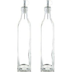 2x Glazen azijn/olie flessen met doseerdopje 500 ml - Olie- en azijnstellen