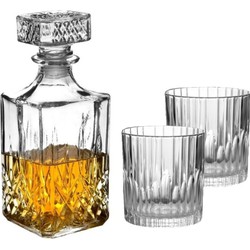 Set van 6x luxe drinkglazen/whiskyglazen 310 ml met karaf Noblesse 1 liter - Whiskeyglazen