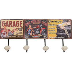 Clayre & Eef Wandkapstok  40x5x17 cm Rood Zwart Ijzer Auto Garage