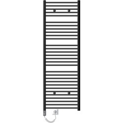ECD Germany Badkamerverwarmer elektrisch 600 x 1800 mm antraciet met zijaansluiting incl. verwarmingsstang 1200W chroom
