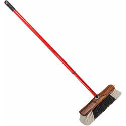Buemag houten binnenbezem 28 cm - incl metalen telescoopsteel - rood - Bezem