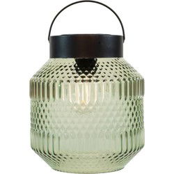 Solar glazen retro lamp groen 16x16 cm I - Anna's Collection