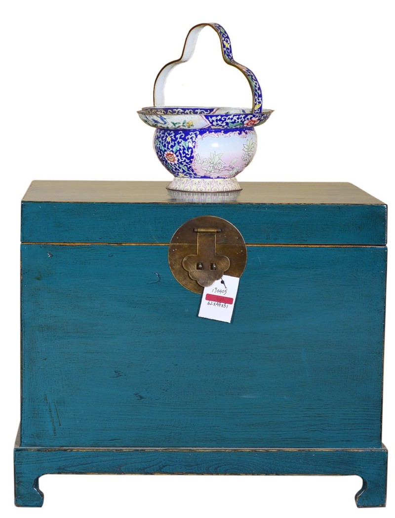 Fine Asianliving [PREORDER WEEK48] Designed Chinese Storage Chest Hand Painted Teal - 