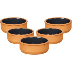 Set 18x tapas/creme brulee serveer schaaltjes terracotta/zwart 12x4 cm - Snack en tapasschalen