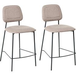 DUETTE - Barkruk set van 2 - Taupe - Kunstlinnen
