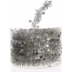 Decoris Kerstslinger - met sterren - zilver - lametta - 700 cm - Kerstslingers