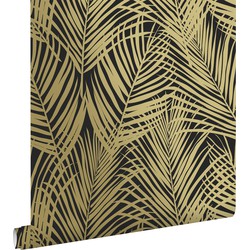ESTAhome behang palmbladeren zwart en goud - 0,53 x 10,05 m - 139318