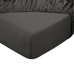 DoubleDry Hoeslaken 100% Natuurlijk Katoen - Tweepersoons 140x200 cm - Zacht & Ademend - Rondom Elastiek - Antraciet