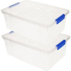 Plasticforte Opbergbox met deksel - 2x stuks - 9 liter - kunststof - Opbergbox
