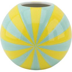 Vase -  Flower Vase Swirl  - Yellow/Mint - 20x20x20cm