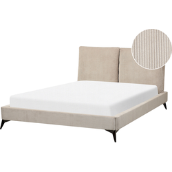 MELLE  - Tweepersoonsbed - Taupe - 140 x 200 cm - Corduroy