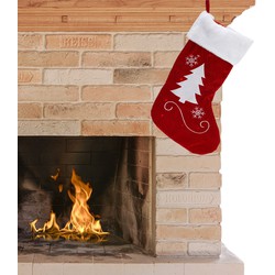 Christmas Decoration kerstsok -met verlichting -H41cm -kerstboom print - Kerstsokken