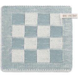 Knit Factory Gebreide Pannenlap Block - Ecru/Stone Green - 23x23 cm