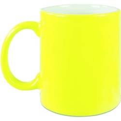 2x stuks neon gele bekers/ koffiemokken 330 ml - Bekers