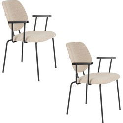 Housecraft Living Zelo Eetkamerstoelen  Armleuning Beige - Set van 2