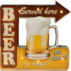 Clayre & Eef Tekstbord 40*1*40 cm Geel Ijzer Beer Wandbord Quote Bord Muurdecoratie