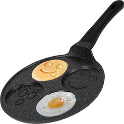 Pancake pan Smiley - Baghrir - Marmercoating met anti-aanbaklaag - Ø 26,5 cm  - 4 Kops