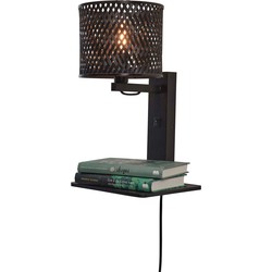 Wandlamp Java - Bamboe Zwart - 30x22x52cm