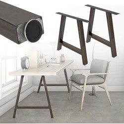 Set van 2 tafelpoten A-Design, antraciet, 70x72,5 cm, gemaakt van staal