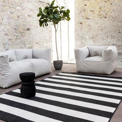 Buitenkleed Stripes zwart/wit dubbelzijdig Zwart,Wit - Polypropyleen