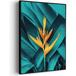 Muurwerken Akoestisch Schilderij - Gele bloem in een blauw bladerdeken - Geluidsdempend Wandpaneel - Wanddecoratie - Geluidsisolatie - PRO (AW 0.90) L (72X100)