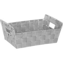 5Five gevlochten opbergmandje - grijs - 28 x 20,5 x 11,5 cm - Opbergmanden