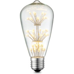 Edison Vintage LED filament lichtbron Drop - Helder - ST64 Crystal - Retro LED lamp - 6.4/6.4/13cm - geschikt voor E27 fitting - 1W 100lm 2300K - warm wit licht