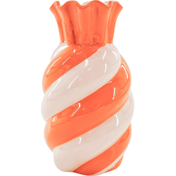 Vase-  Swirl- Stoneware- Pink- 13x13x23cm