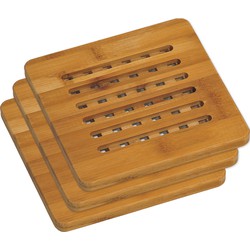 Kesper Pannen onderzetter van bamboe - 3x - 20 x 20 cm - Vierkant - Panonderzetters