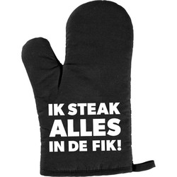 Vaderdag cadeau BBQ handschoen Ik steak alles in de fik zwart - Ovenwanten