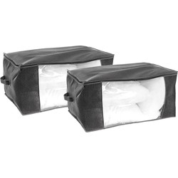5Five Opberghoes/beschermhoes voor dekbedden/kussens - 2x - grijs - 60 x 45 x 30 cm - Opberghoezen