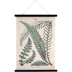 HK-living schoolplaat botanisch geprint met varens katoen L 55x75x2,5cm