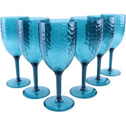 OTIX Kunststof Wijnglazen - Herbruikbaar - Set van 6 - voor Rode en Witte Wijn - Blauw - 350ml - HARBOR