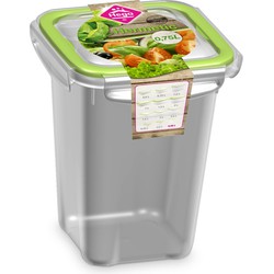 5x Voedsel plastic bewaarbakje 0,75 liter transparant/groen - Vershoudbakjes
