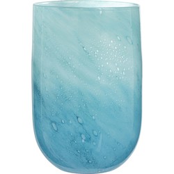  J-Line Vaas Glas Luchtbellen Blauw - Large